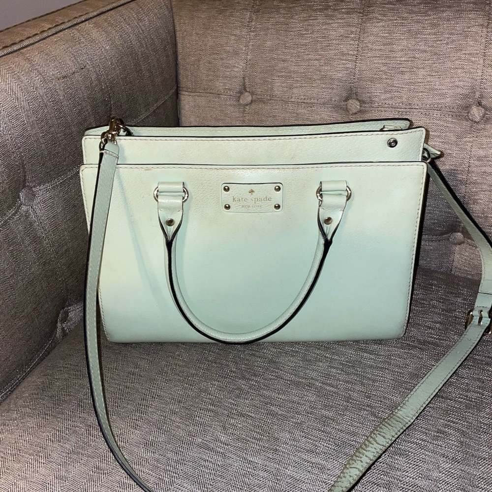 Kate Spade Mint Green Leather Tote Bag